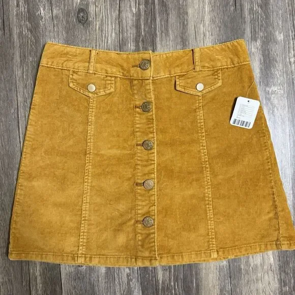 Urban Outfitters BDG Size Small Snap Front Mini Skirt A-Line Mustard Boho - Picture 1 of 10